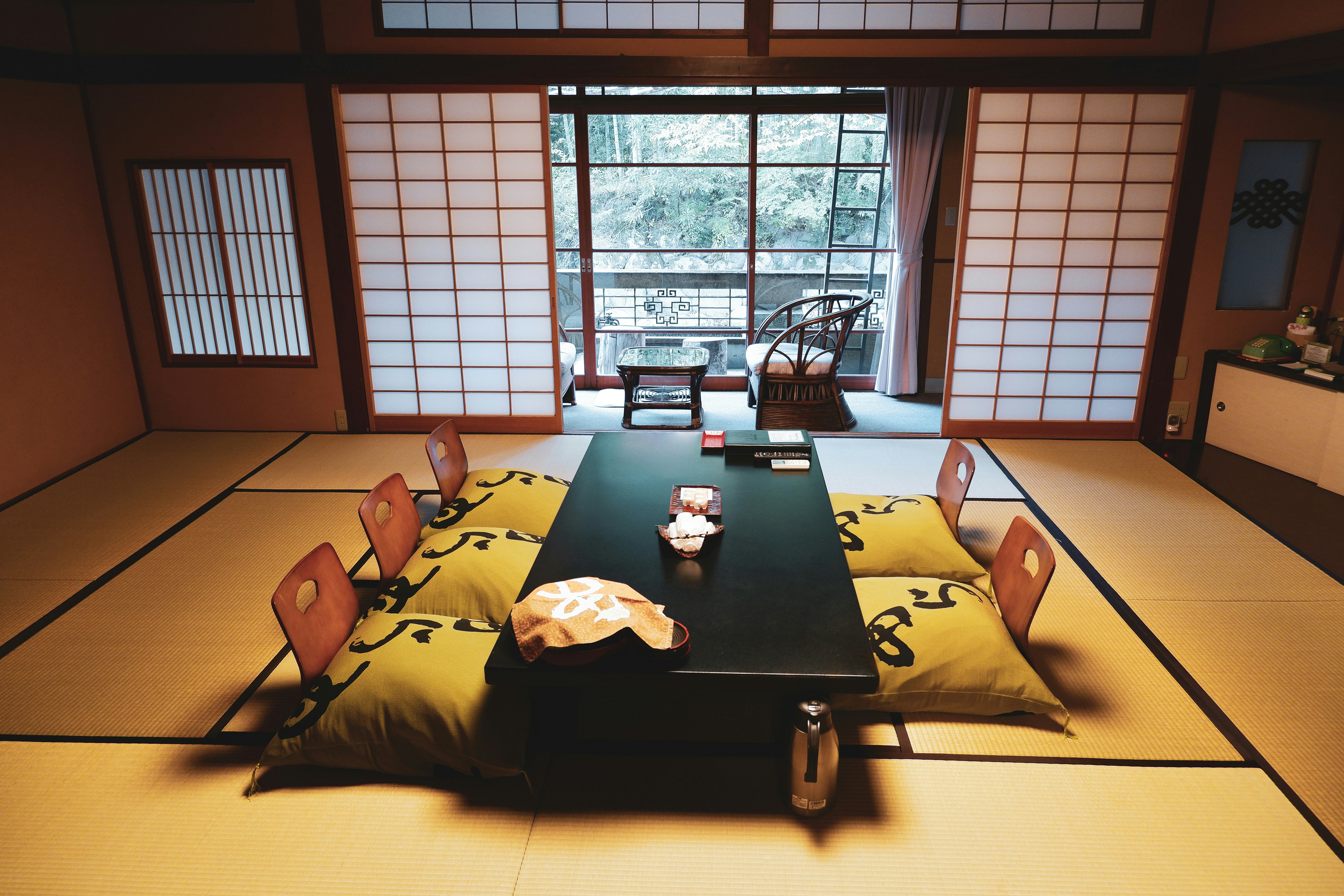 The interior of a traditional Japanese ryokan inn