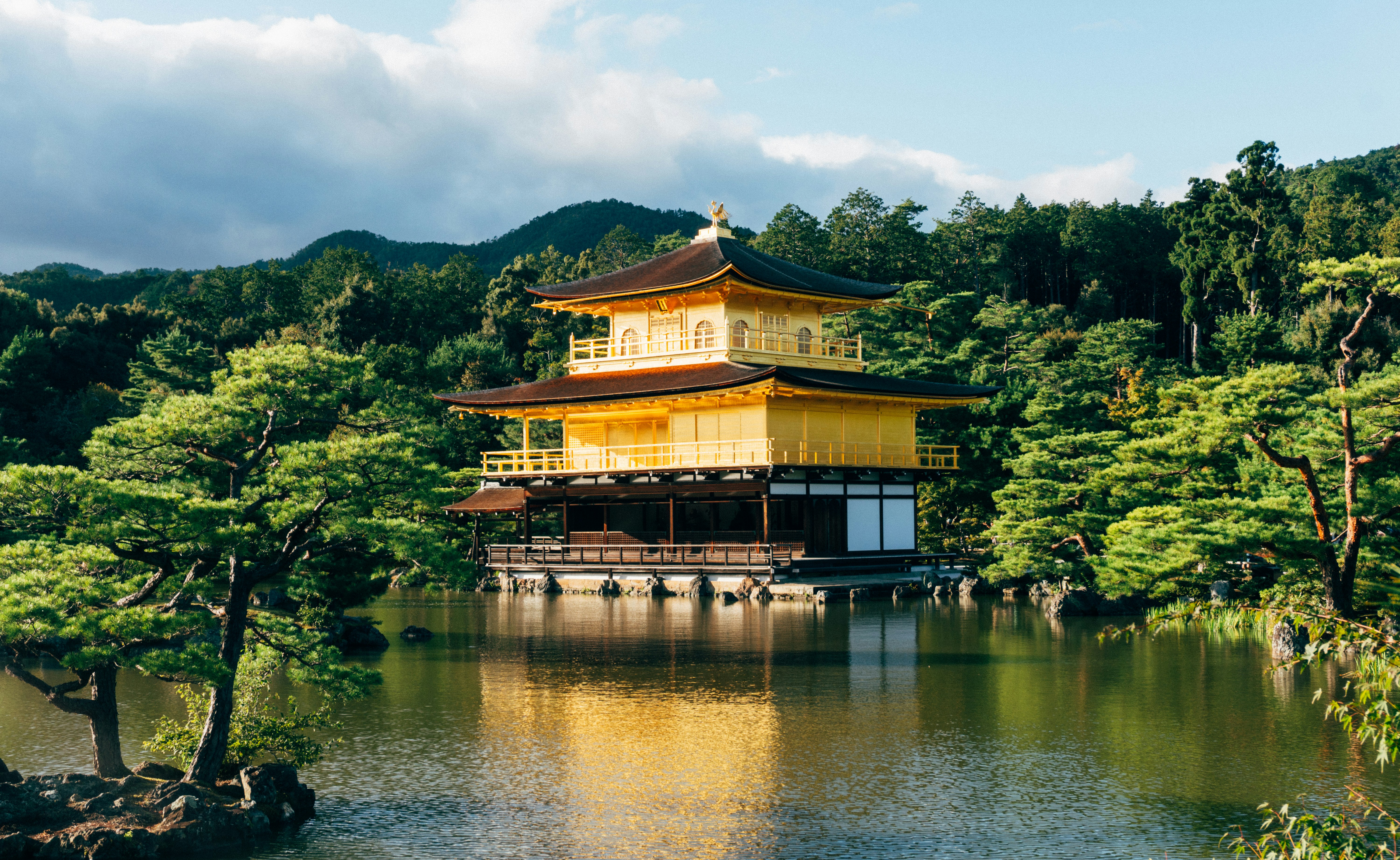 The Golden Pavilion (Kinkaku-ji) reflecting in the pond